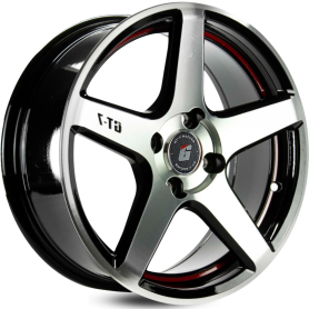 4 RODAS GT7 C-SPEC 2 POLO TRACKER / ARO 15X6 / (4X100) ET35 cor:Preta Diamantada Friso Vermelho 1