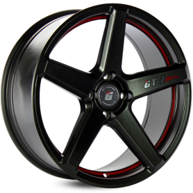 4 RODAS GT7 C-SPEC 2 CITY, FIT / ARO 17X7 / (4X100) ET35 cor:Preta Fosca Friso Vermelho 1