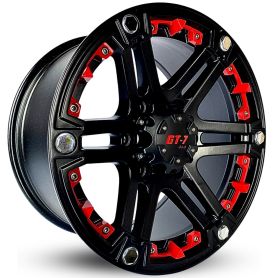 4 RODAS GT7 DAKAR OFF ROAD RANGER / ARO 17X9 / (6X139) ET 20 cor:Preta Fosca Red 1