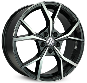 4 RODAS KR K73 JETTA, GOLF, PASSAT / ARO 20X8 / (5X112) ET45 cor:Preta Diamantada 1